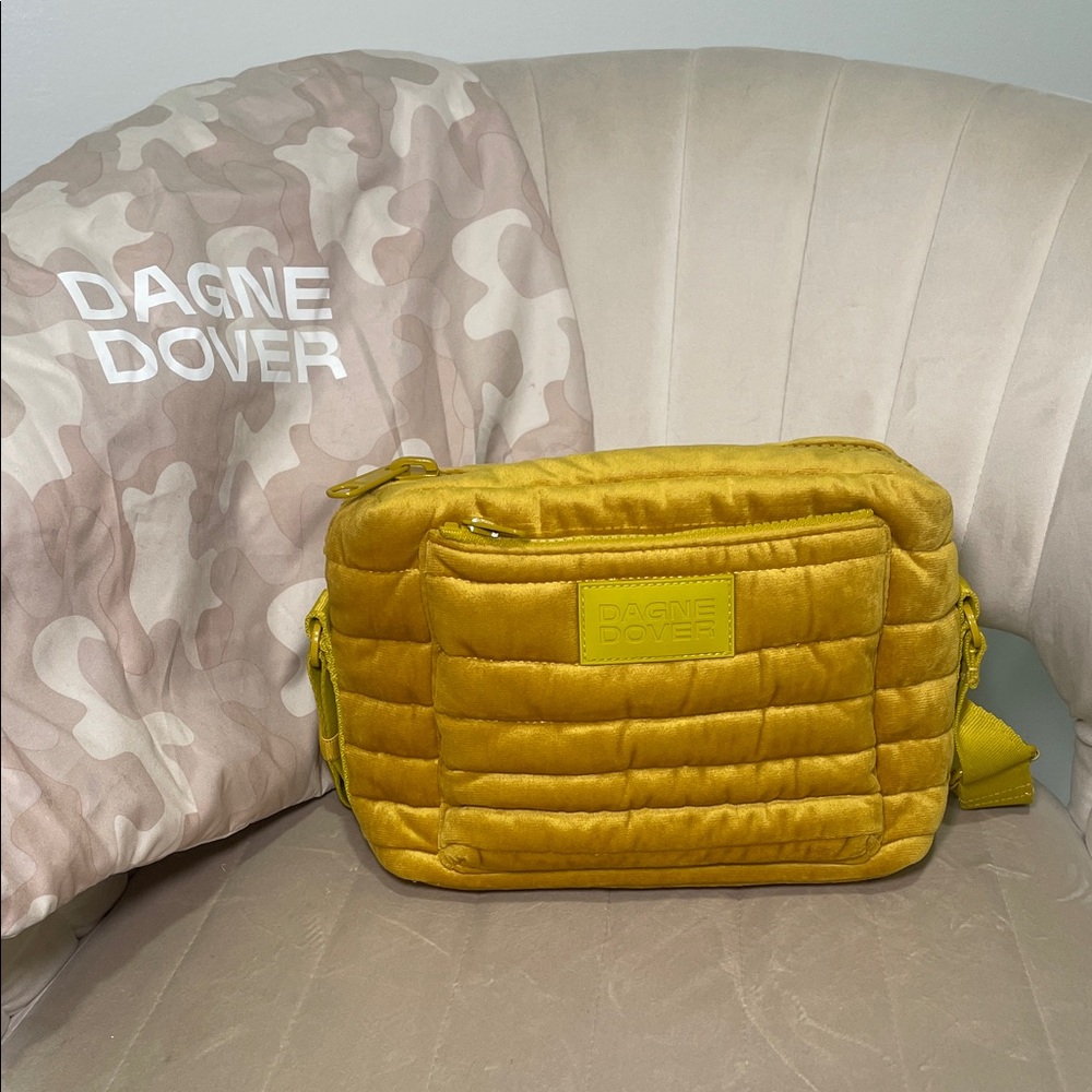 Dagne Dover Mustard Quilted Crossbody Bag